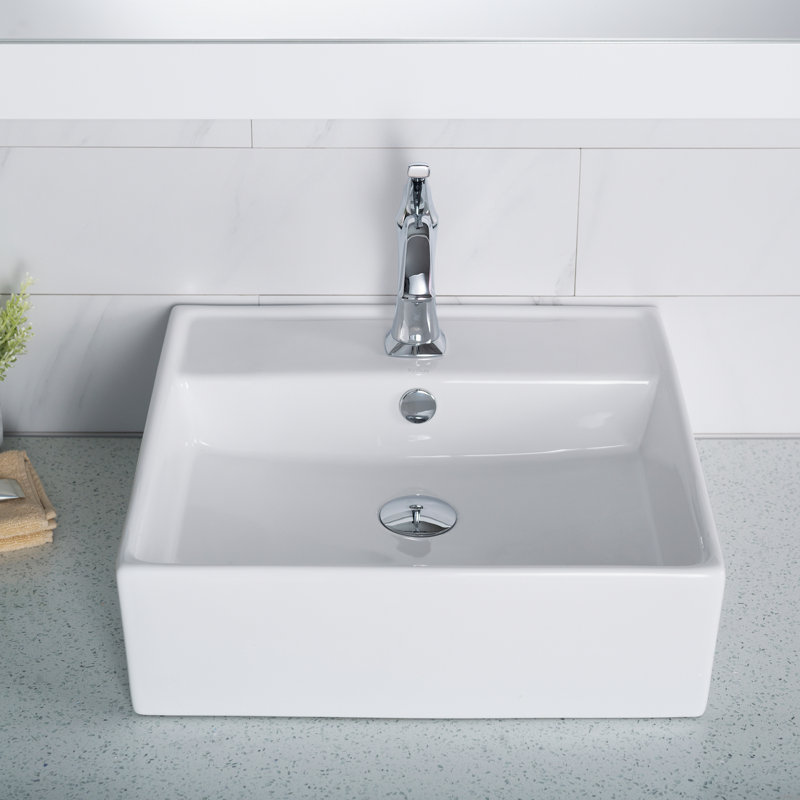 Kraus Thin ceramics Square Vessel Bathroom Sink with Overflow & Reviews